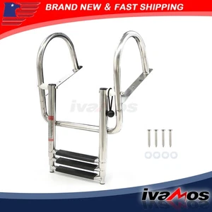 3-Step Stainless Steel Ship Ladder With Handrails For Marine Yacht Swimming Pool - Picture 1 of 15