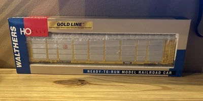 HO WALTHERS 932-4877 GOLD 89' TRI-LEVEL AUTO CARRIER KANSAS CITY SOUTHERN KCS - Image 1 of 3