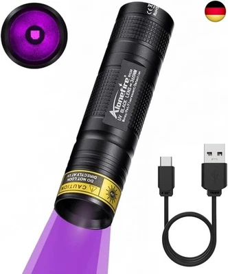 Alonefire SV110 365nm UV Taschenlampe 3W klein Typ C USB Aufladbar Mini
