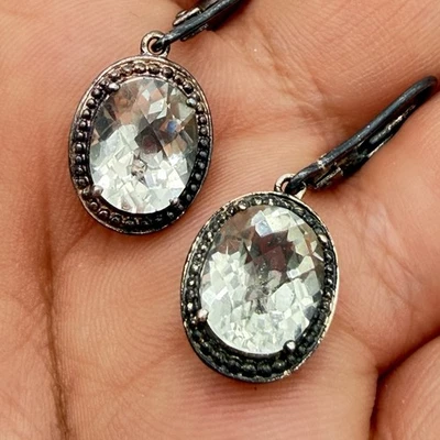 Pendientes colgantes prasiolita amatista verde plata esterlina de colección diseñador QVC Foto 1 de 4