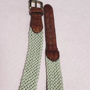 Gewebter elastischer Herren Gürtel taupe italienisches Kroko Kalbsleder Messingschnalle Gr. 34 - Bild 1 von 13
