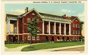 FAYETTEVILLE, AR - Recreation Building, VA Hospital Arkansas Postcard 1937 - Picture 1 of 2