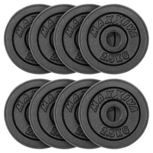 MAXXIVA Hantelscheiben 8er Set Gewichtsplatte je 2,5 kg Gusseisen schwarz 20 kg - Bild 1 von 7