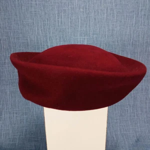 1950s Vintage Burgundy Wool Felt Beret - Picture 1 of 7