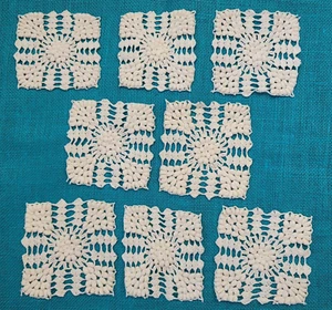 8 Lt Cream Floral Square Diamond Doily Lot 5" Nubby Textured Doilies Sizes Vary - Picture 1 of 9