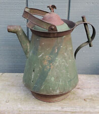 Antique TIN / TOLE WARE Green Red  Painted Watering Can Pitcher w/EAGLE FINIAL