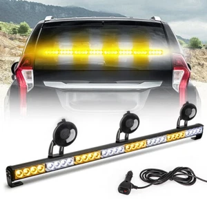 35" LED Strobe Light Bar Traffic Advisor Emergency Hazard Warning Amber White - Picture 1 of 9