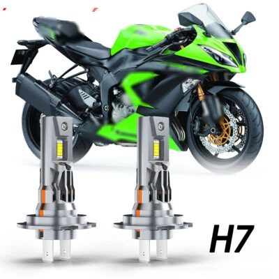 For Kawasaki Ninja 300 650 ZX6R - Pair H7 Motorcycle LED Headlight Bulbs US - Image 1 of 4