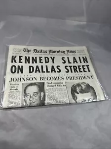 "The Dallas Morning News" Newspaper "KENNEDY SLAIN ON DALLAS STREET" Reprint N4 - Picture 1 of 4