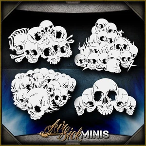 Mini Skull Background Set 3 - Airbrush Stencil Template Airsick - Picture 1 of 1