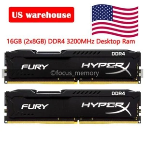 HYPERX 16GB (2x8GB) DDR4-3200 HX432C16FB3K2/16 288pin DIMM Desktop Memory Kit US - Picture 1 of 8