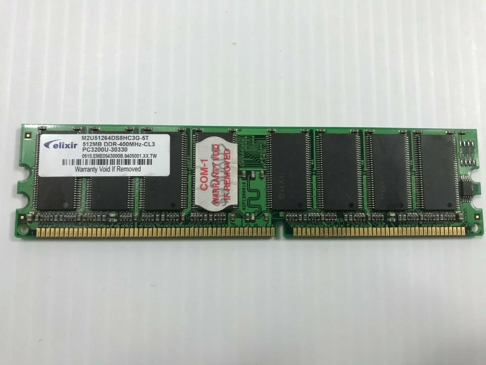Elixir 512MB Ram , DDR 184 pin, PC3200, M2U51264DS8HC3G-5T   x  1 module - image 1 of 1
