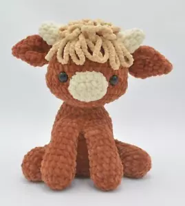 Sweet Cuddly Red Highland Cow Plush, Handmade - Picture 1 of 4