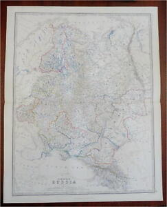 Russia in Europe Ukraine Poland Crimea Astrakhan 1865 Johnston large folio map
