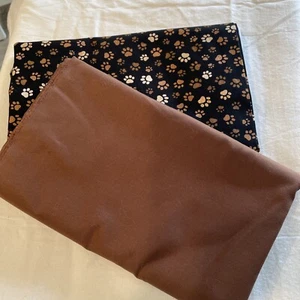 Brown And tan Paws On Black Background - 100% COTTON Fabric - Picture 1 of 2