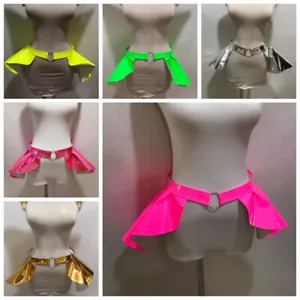 Women Faux Patent Leather Skirt Peplum Custume Clubwear Mini Dancewear Bar - Picture 1 of 20