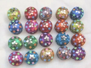 Handmade Metal Boxes, Bright Glass Beaded Sindoor Box, Small Ring Box (Set of 4) - Picture 1 of 13