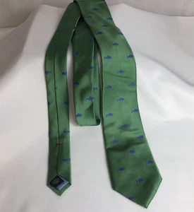 Tie Tommy Hilfiger Green with Blue Fish 100% Silk - Picture 1 of 8