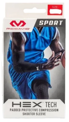 McDavid Arm Hex Tech Padded Protective Compression White Shooter Sleeve Size S/M - Image 1 of 4