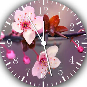 Cerise Fleur Wall Clock Frameless Silencieux Nice Pour Cadeaux Ou Décor G129