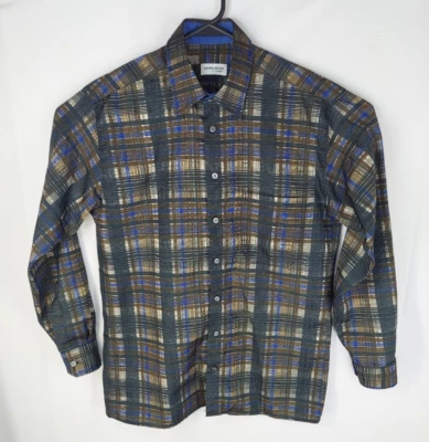 Georg Roth of Germany Mens Medium Green Geometric Plaid Long Sleeve Button Up - Image 1 of 4