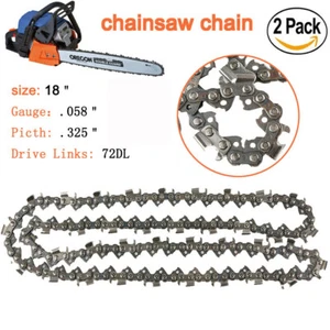 2PCS Chainsaw Saw Chain Blade Semi Chisel 72DL For 18 Inch Guide Bar Garden Tool - Picture 1 of 4