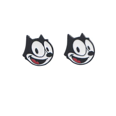 СЕРЬГИ-ГВОЗДИКИ С ЭМАЛЬЮ FELIX THE CAT ПРИБЛ. Подарочная коробка 1/2 дюйма - Изображение 1 из 2