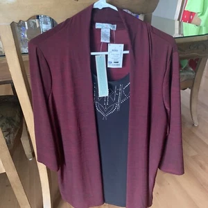 Ladies 2x Large Dark Red/Burgundy Shirt With Rhinestones - Picture 1 of 4