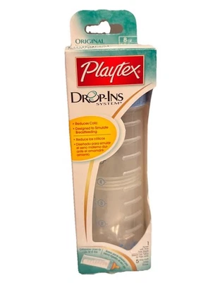 New Playtex Original Drop In Nurser Bottle Slow Natural Latch Latex Nipple Blue - Image 1 of 3