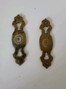 Vtg Pair Of Brass Backplate For Drawer Knob 4" Long 1" Wide 1994 Accent - Picture 1 of 3