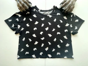 Halloween Ghost All Over Print Black Cropped Short Sz XL - Picture 1 of 13