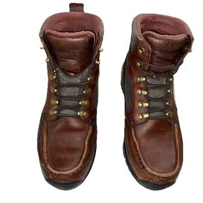 Botas Chippewa de couro com cadarço femininas 7,5 Vibram sola chip A Tex marrom verde - Imagem 1 de 4