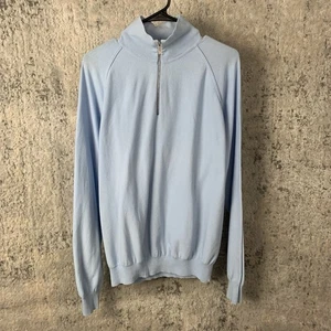 Ermenegildo Zegna Sport Pullover Sweater XL Blue Sweatshirt Collar Zip Mens - Picture 1 of 14