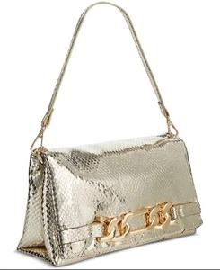 New.! I.N.C. International Concepts Ninah Gold Metallic Snake Texture Bag Gold - Picture 1 of 12