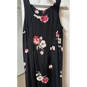 Stuart Alan Vintage ärmellos Maxi schwarz Blumen Reißverschluss Etuikleid & Gürtelschlitz 8 - Bild 1 von 10