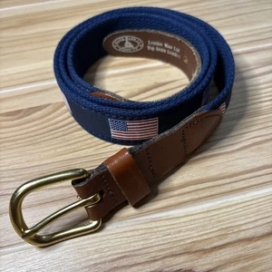 Leather Man Ltd Gürtel Größe 40 amerikanische Flagge Marine Leder Canvas Messingschnalle - Bild 1 von 10
