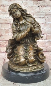 Signed Canova Virgin Mary Praying Religious Bronze Sculpture Our Lady Immaculate - Picture 1 of 10