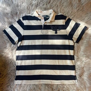 Y2K Polo Striped Blue and white Shirt size XXL - Picture 1 of 5