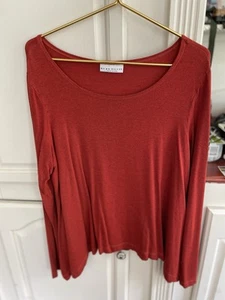EUC Bryn Walker Womens Size L Burnt Orange Linen Lightweight Lagenlook Blouse - Picture 1 of 6