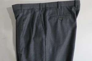 Brioni Italy CANNES dark charcoal gray double pleat flannel 150's dress pants 36 - Picture 1 of 9