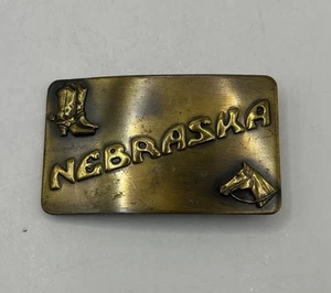 "Botas y caballos Nebraska tono latón hebilla de cinturón 3""x 2""" - Imagen 1 de 6
