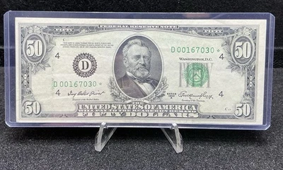 FR 2108-D* $50 1950 A Federal Reserve Note US - Star Note - Higher Grade Z103 - Image 1 of 2