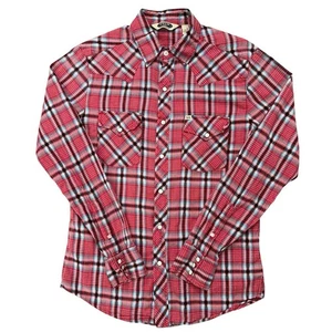 Salt Valley Western Shirt Mens Size S Long Sleeve Pearl Snap Button Plaid Red - Picture 1 of 5
