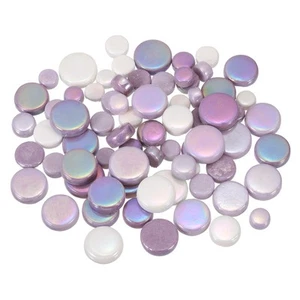 100g Multi-Size Iridescent Round Mosaic Tiles for Crafts (Mixed Purple) - Picture 1 of 5