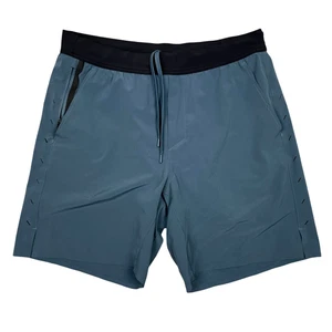 Ten Thousand Short Mens Large 7" Navy Blue Interval Lined Athletic Training Gym - Picture 1 of 10