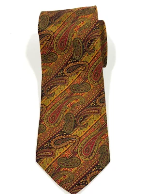 Corbata para hombre XMI Luxe clásica 100 % seda dorada cachemira clásica hecha a mano en EE. UU. Foto 1 de 3