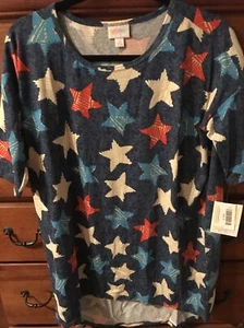 NWT S LuLaRoe American Stars Print Irma Tunic Hi Lo Tunic Top JULY 4TH Americana - Picture 1 of 3
