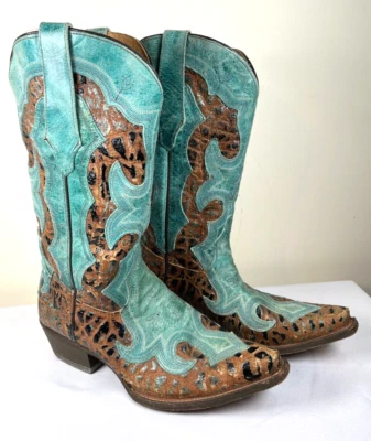 Talla 9.5M - Botas occidentales DURANGO para mujer Ole' 66 superpuestas-estilo turquesa DWRD011 Foto 1 de 4