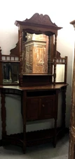 Antique Bookcase Cabinet Teak Old World Bookshelf, Wall Curio Display Shelf