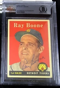 1958 TOPPS #185 RAY BOONE RARE BAS BECKETT SIGNED CARD AUTOGRAPHED AUTO ! - Picture 1 of 1
